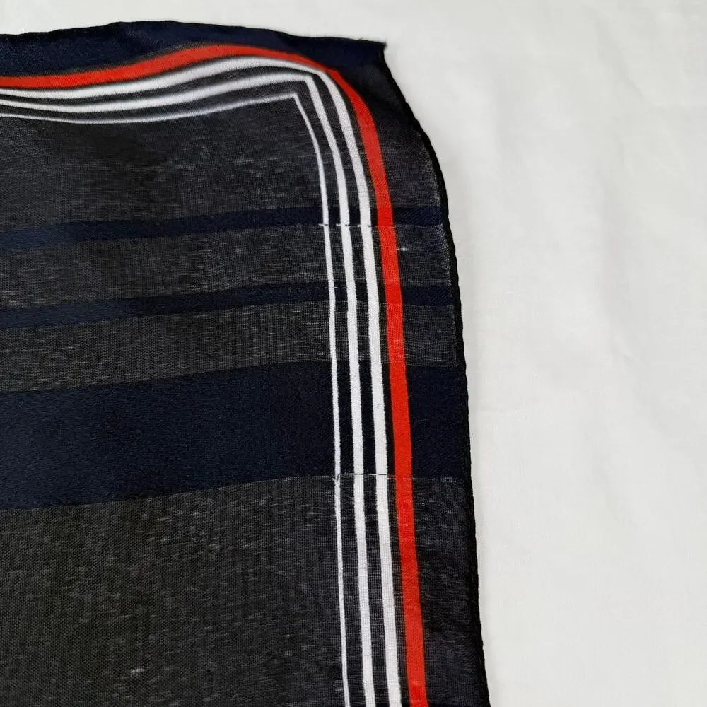 Gim Renoir Nautical Sailboat Scarf Navy Red White Vintage 1970s 80s Square